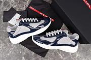 Fortok Prada America's Cup Dark Blue Patent Leather and Grey Technical Fabric Sneakers - 3