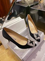 Fortok Manolo Blahnik Black Silk And White Diamond High Heels - 1