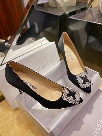 Fortok Manolo Blahnik Black Silk And White Diamond High Heels