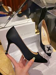 Fortok Manolo Blahnik Black Silk And White Diamond High Heels - 5