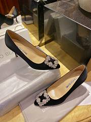 Fortok Manolo Blahnik Black Silk And White Diamond High Heels - 4