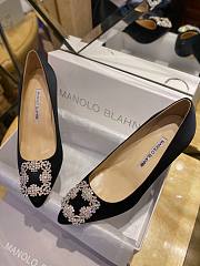 Fortok Manolo Blahnik Black Silk And White Diamond High Heels - 3