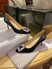 Fortok Manolo Blahnik Black Silk And White Diamond High Heels - 2
