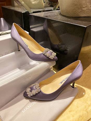 Fortok Manolo Blahnik Purple Silk And White Diamond High Heels