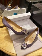 Fortok Manolo Blahnik Purple Silk And White Diamond High Heels - 6