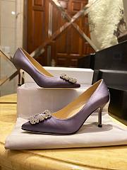 Fortok Manolo Blahnik Purple Silk And White Diamond High Heels - 5