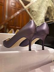 Fortok Manolo Blahnik Purple Silk And White Diamond High Heels - 4