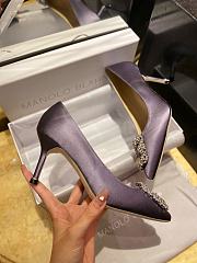 Fortok Manolo Blahnik Purple Silk And White Diamond High Heels - 3