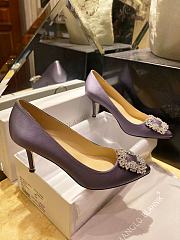 Fortok Manolo Blahnik Purple Silk And White Diamond High Heels - 2