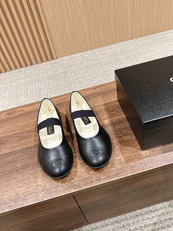Fortok Chanel Mary Jane Shoes Black Smooth Leather