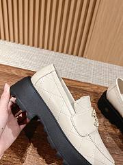 Fortok Chanel CC Buckle Quilted Loafers White - 5