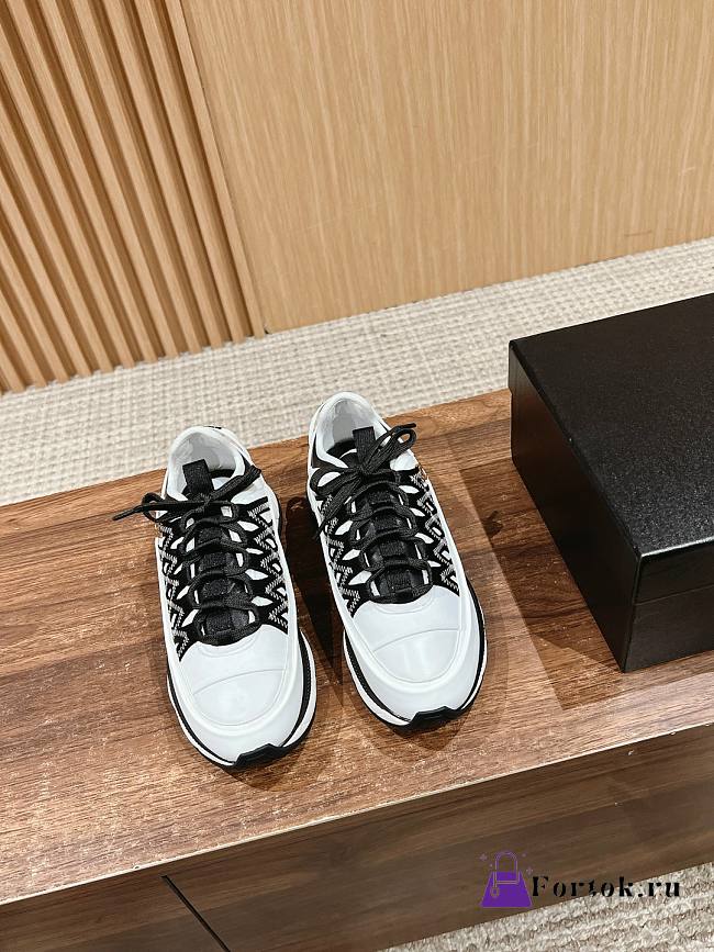 Fortok Chanel Fabric & Suede Calfskin White & Black Trainers  - 1