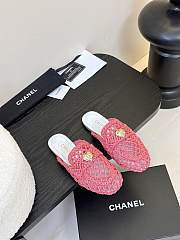 Fortok Chanel Hemp Rope Flat Slippers Pink - 6