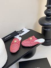 Fortok Chanel Hemp Rope Flat Slippers Pink - 5