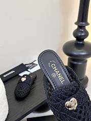 Fortok Chanel Hemp Rope Flat Slippers Black - 5