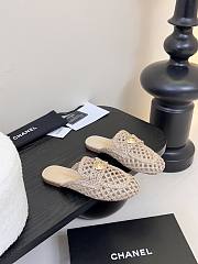 Fortok Chanel Hemp Rope Flat Slippers Beige - 1