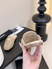 Fortok Chanel Hemp Rope Flat Slippers Beige - 6