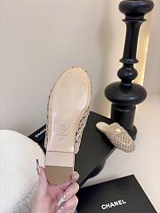 Fortok Chanel Hemp Rope Flat Slippers Beige - 4