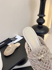 Fortok Chanel Hemp Rope Flat Slippers Beige - 3