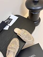 Fortok Chanel Hemp Rope Flat Slippers Beige - 2