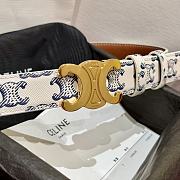 Fortok Celine Arc de Triomphe Double-sided Calfskin Belt White, Blue & Beige  - 6