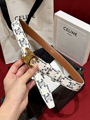 Fortok Celine Arc de Triomphe Double-sided Calfskin Belt White, Blue & Beige  - 3