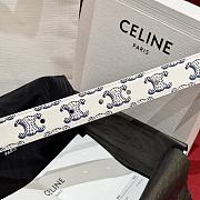 Fortok Celine Arc de Triomphe Double-sided Calfskin Belt White, Blue & Beige  - 2
