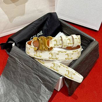 Fortok Celine Arc de Triomphe Double-sided Calfskin Belt White, Beige & Brown