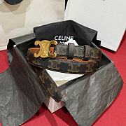 Fortok Celine Arc de Triomphe Double-sided Calfskin Belt Brown Gold Buckle - 1
