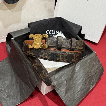 Fortok Celine Arc de Triomphe Double-sided Calfskin Belt Brown Gold Buckle