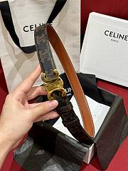 Fortok Celine Arc de Triomphe Double-sided Calfskin Belt Brown Gold Buckle - 3