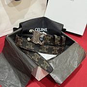 Fortok Celine Arc de Triomphe Double-sided Calfskin Belt Brown Silver Buckle - 1