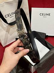 Fortok Celine Arc de Triomphe Double-sided Calfskin Belt Brown Silver Buckle - 3