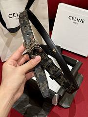 Fortok Celine Arc de Triomphe Double-sided Calfskin Belt Brown Silver Buckle - 5