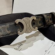 Fortok Celine Arc de Triomphe Double-sided Calfskin Belt Brown Silver Buckle - 6