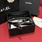 Fortok Chanel Zipper Belt Black Silver Buckle - 1