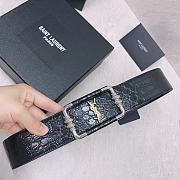 Fortok Saint Laurent Monogram Black Crocodile Embossed Leather Vintage Belt - 6