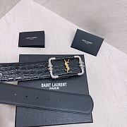 Fortok Saint Laurent Monogram Black Crocodile Embossed Leather Vintage Belt - 2