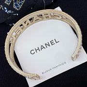Fortok Chanel Fragrant Gold Full Diamond Letter Open Bracelet - 3