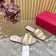 Fortok Valentino VLogo Raffia-Trimmed Leather Slides Pink - 5