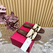 Fortok Valentino VLogo Raffia-Trimmed Leather Slides Dark Brown - 4
