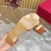 Fortok Valentino VLogo Raffia-Trimmed Leather Slides Brown - 6