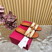 Fortok Valentino VLogo Raffia-Trimmed Leather Slides Brown - 3
