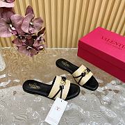 Fortok Valentino VLogo Raffia-Trimmed Leather Slides Black - 6