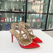 Fortok Valentino Red Patent Rockstud Caged Pump - 1