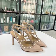 Fortok Valentino Beige Patent Rockstud Caged Pump - 1