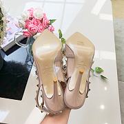 Fortok Valentino Beige Patent Rockstud Caged Pump - 6