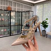 Fortok Valentino Beige Patent Rockstud Caged Pump - 2