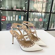 Fortok Valentino White Patent Rockstud Caged Pump - 1