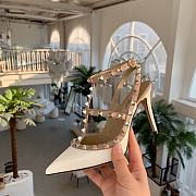 Fortok Valentino White Patent Rockstud Caged Pump - 6